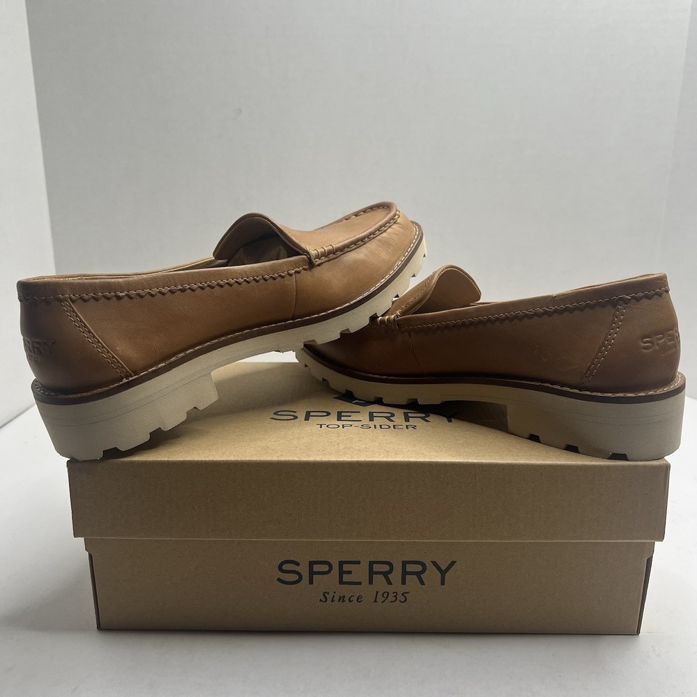 Sperry Top-Sider A/O Lug Loafer Women’s 6.5 M Tan Leather Platform Shoes NIB